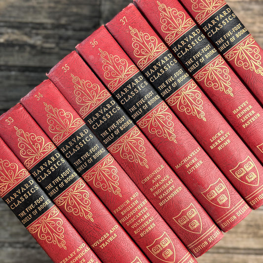 Harvard Classics Five-Foot Shelf, 8 Volumes, Red Ornate Edition Deluxe, 1959