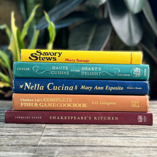 Vintage Cookbook Bundle in Jewel Toned Yellow, Teal, Navy & Burgundy