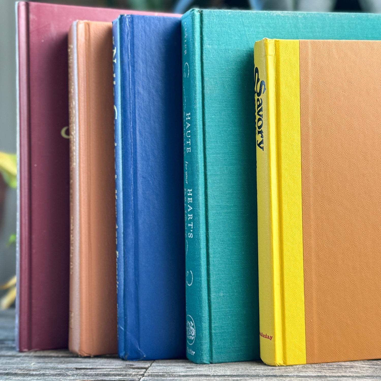 Vintage Cookbook Bundle in Jewel Toned Yellow, Teal, Navy & Burgundy
