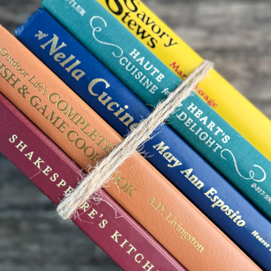 Vintage Cookbook Bundle in Jewel Toned Yellow, Teal, Navy & Burgundy