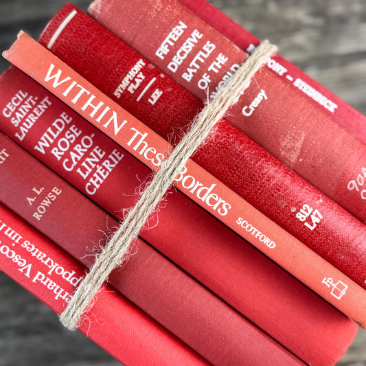 Bright Cherry Red Mid-Century Book Bundle for Shelf Styling