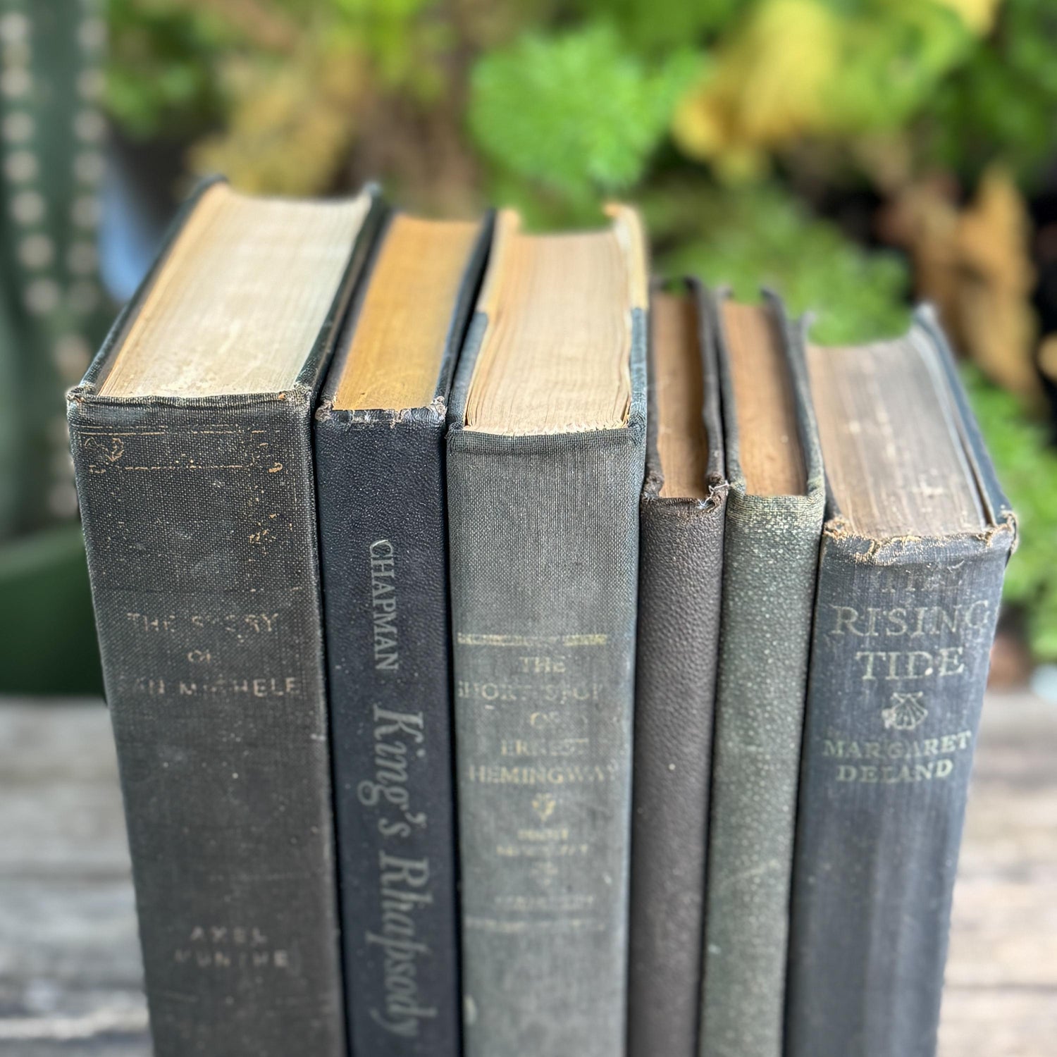 Vintage Faded Shabby Charcoal Black Books for Decor
