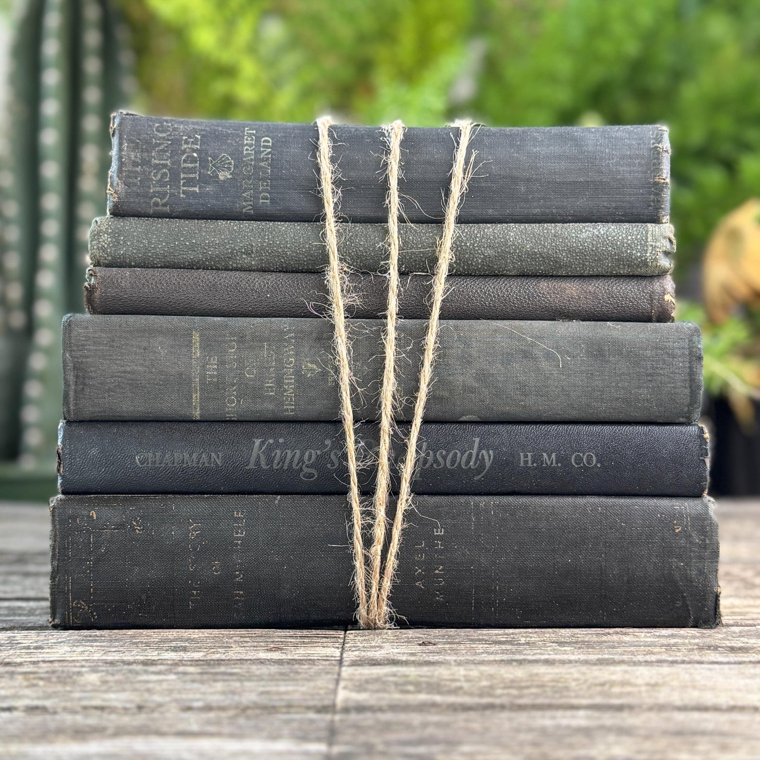 Vintage Faded Shabby Charcoal Black Books for Decor
