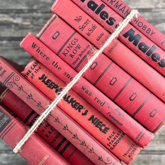 Mid-Century Red Black Book Collection for Shelf Styling