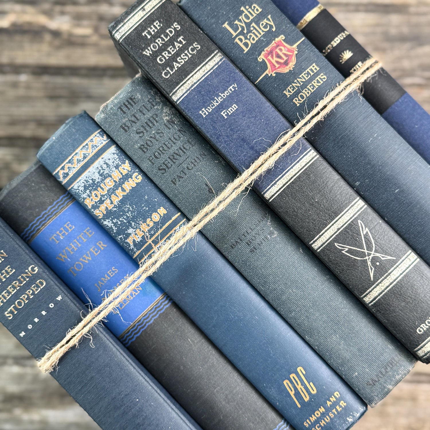 Navy Blue and Black Vintage Book Bundle For Shelf Styling