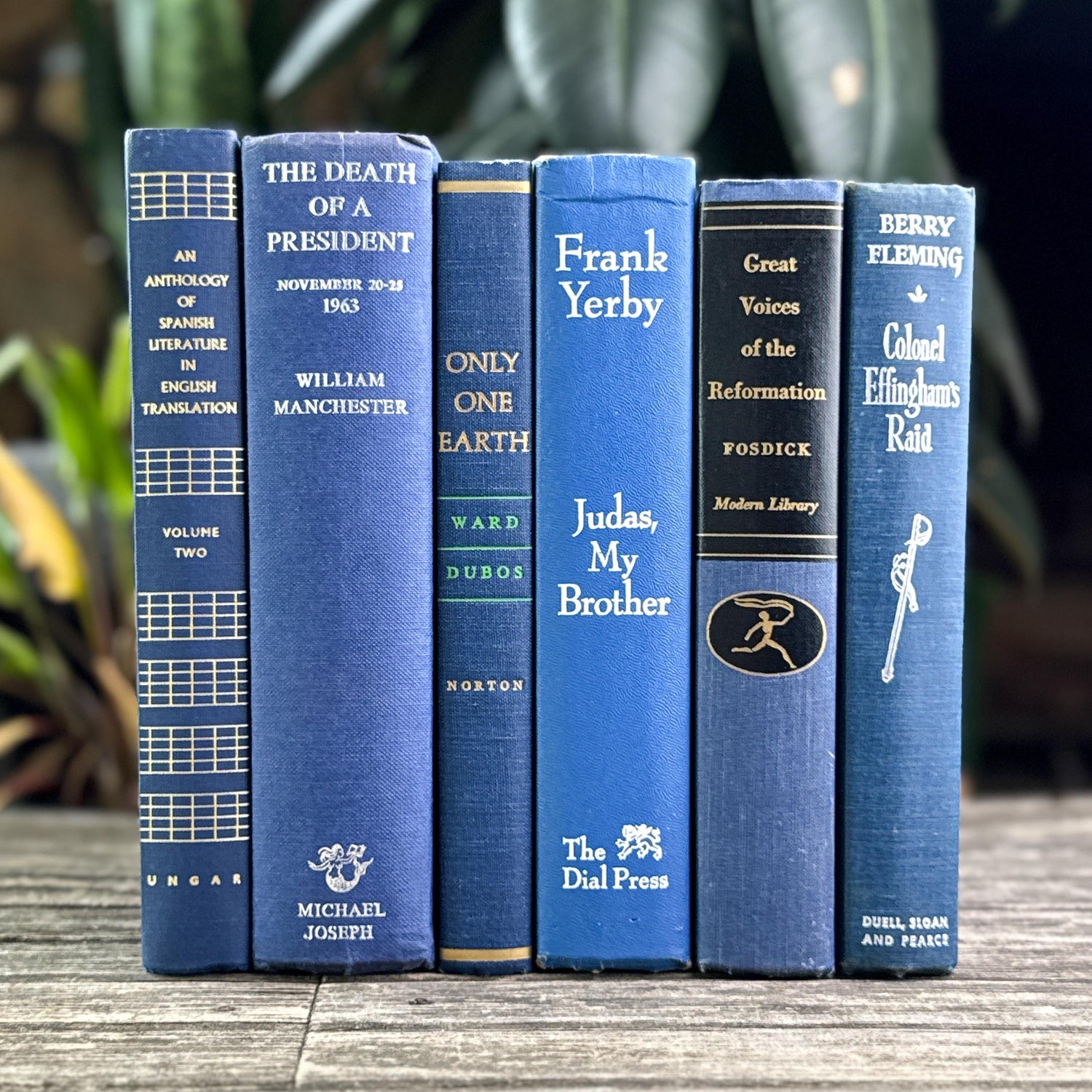 Vintage Bold Indigo Blue Book Set for Shelf Styling