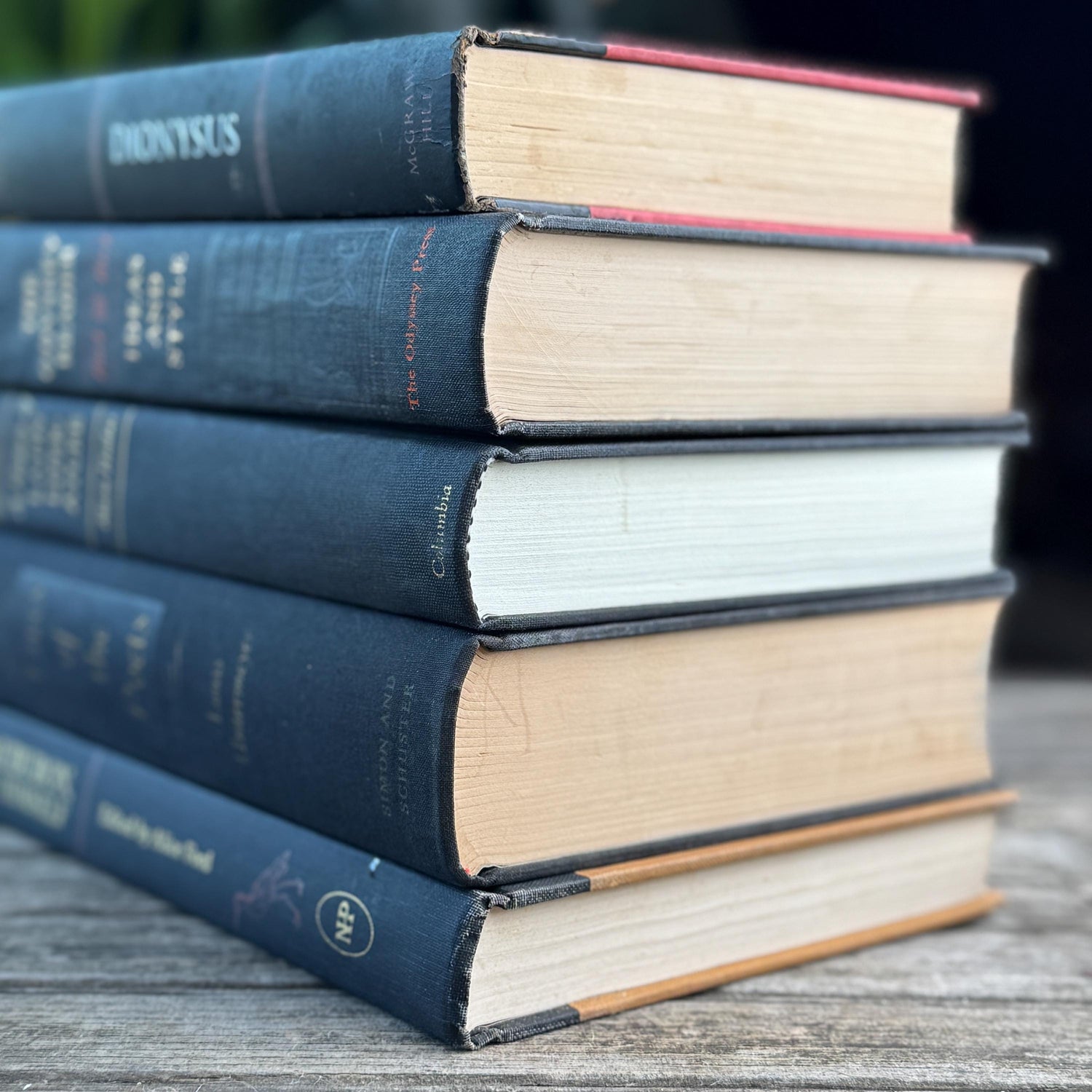 Vintage Charcoal & Black Mid Century Curated Book Bundle for Shelf Styling