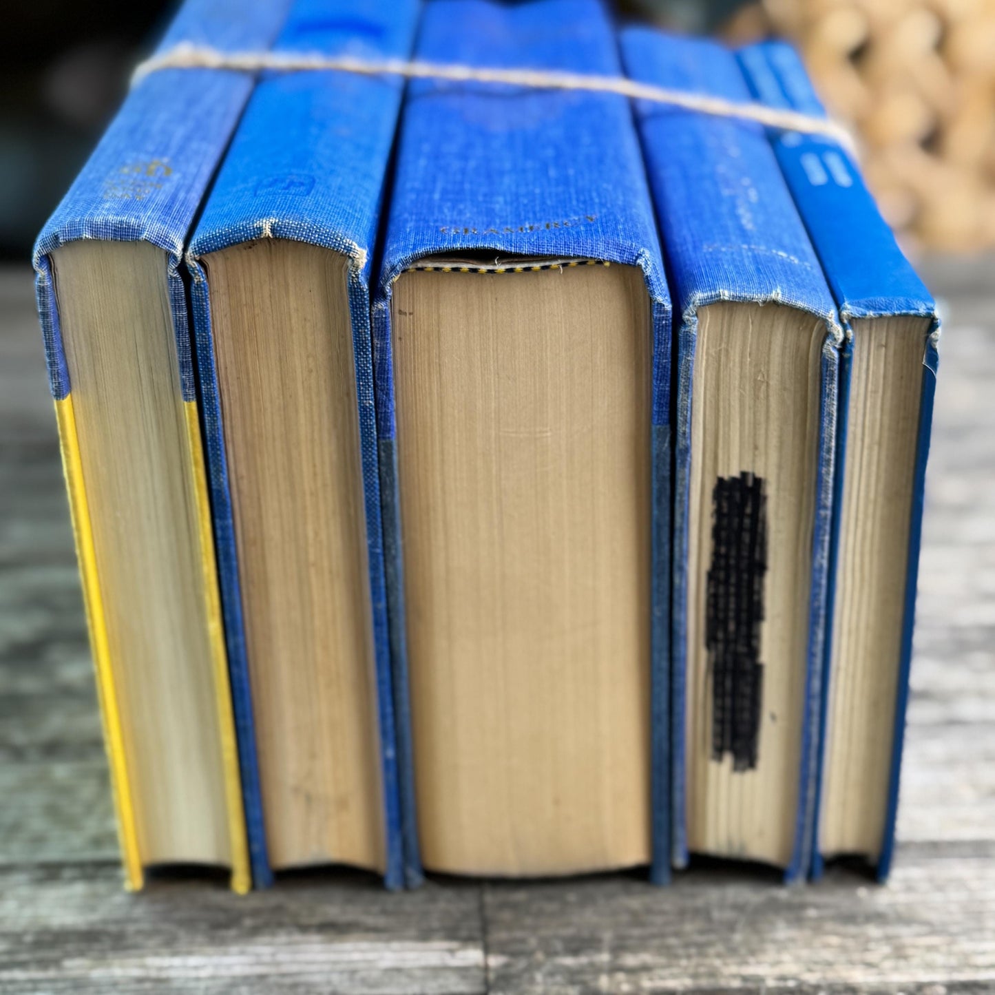 Vintage Indigo and Royal Blue Book Set for Bold Shelf Styling