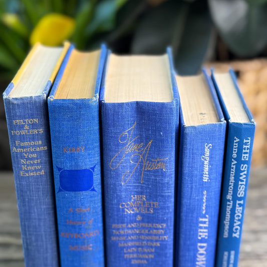 Vintage Indigo and Royal Blue Book Set for Bold Shelf Styling