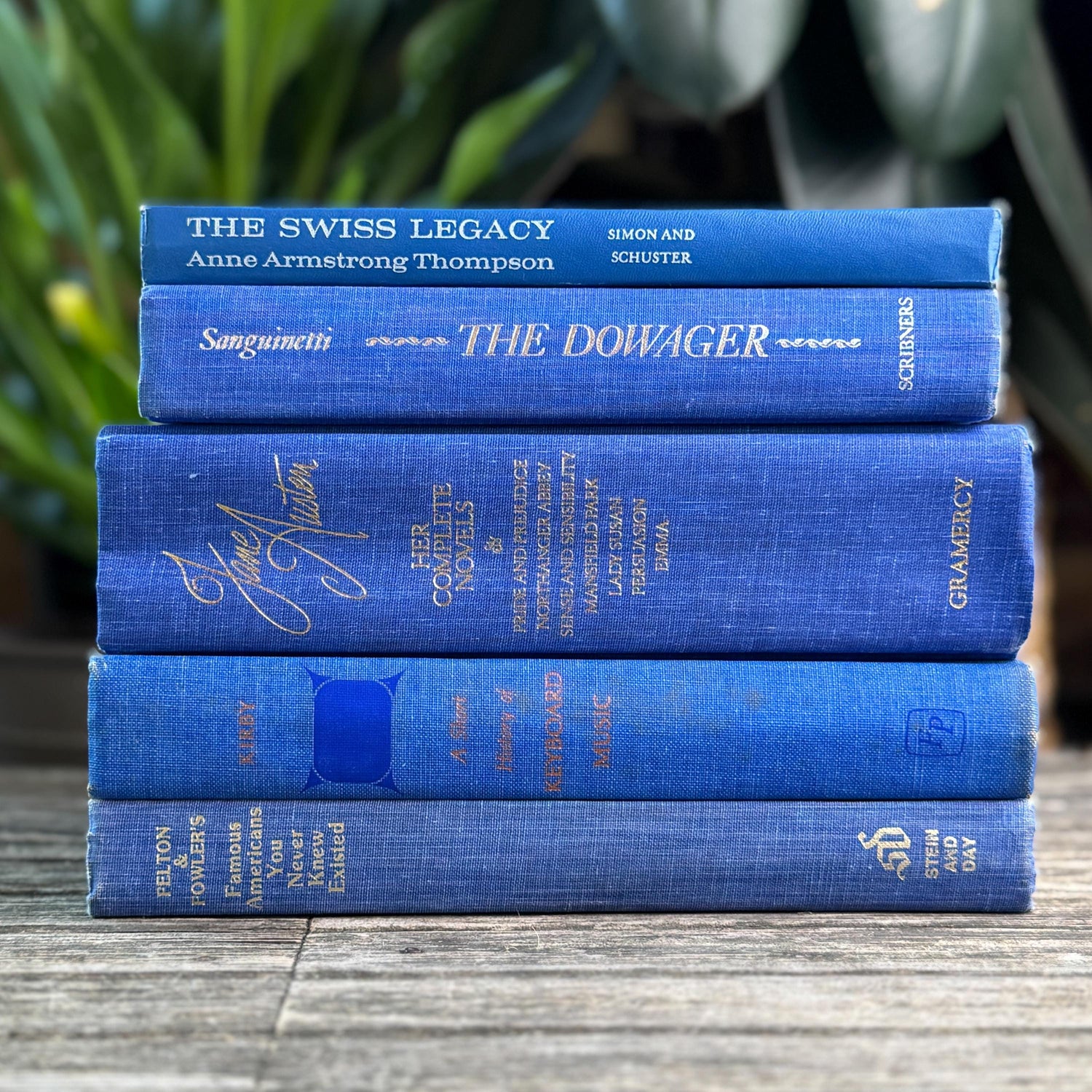 Vintage Indigo and Royal Blue Book Set for Bold Shelf Styling