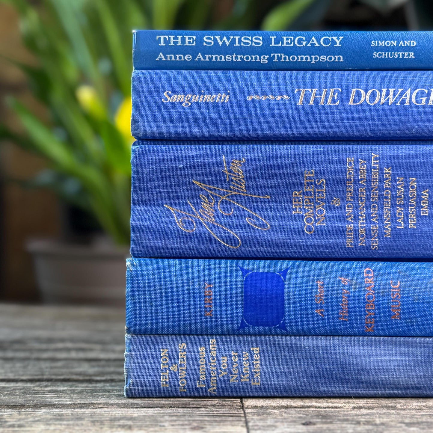 Vintage Indigo and Royal Blue Book Set for Bold Shelf Styling
