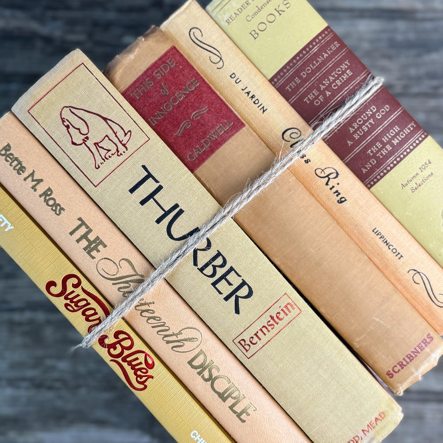 Vintage Mid Century Book Bundle in Warm Yellow, Peach & Tan, and Red