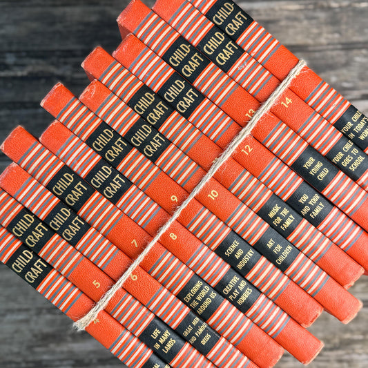 Vintage 1954 Childcraft Partial Set, Childcraft How and Why Library Set, Orange Children's Books