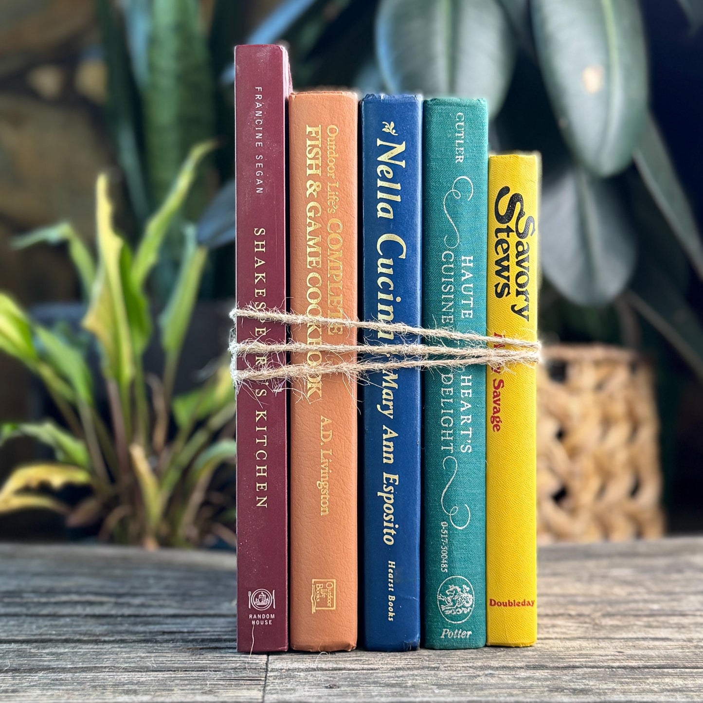 Vintage Cookbook Bundle in Jewel Toned Yellow, Teal, Navy & Burgundy