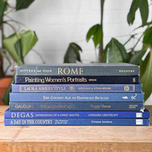 Vintage Blue Coffee Table Books For for Curated Home Styling