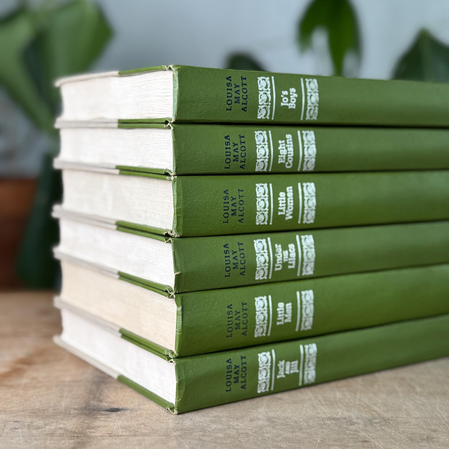 Louisa May Alcott Complete 6-Book Set, Junior Deluxe Editions, 1950s Grass Green
