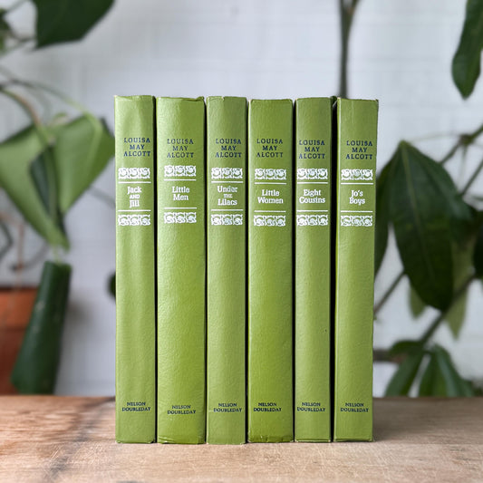 Louisa May Alcott Complete 6-Book Set, Junior Deluxe Editions, 1950s Grass Green