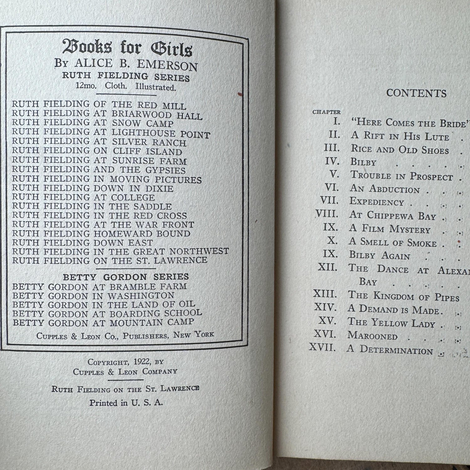 Antique 1920s Shabby Ruth Fielding Books for Girls