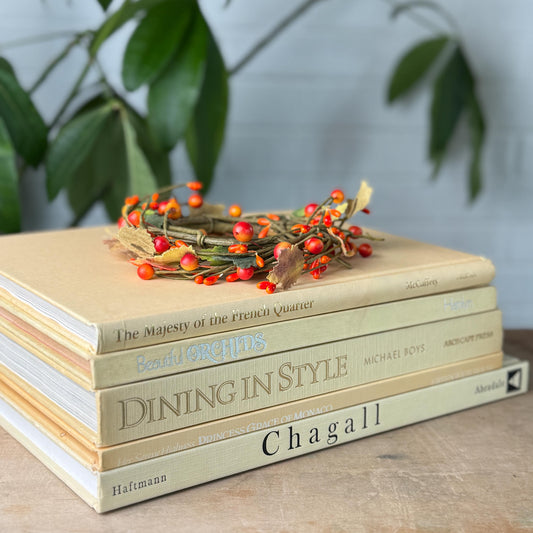 Vintage Butter Yellow and Cream Coffee Table Book Set