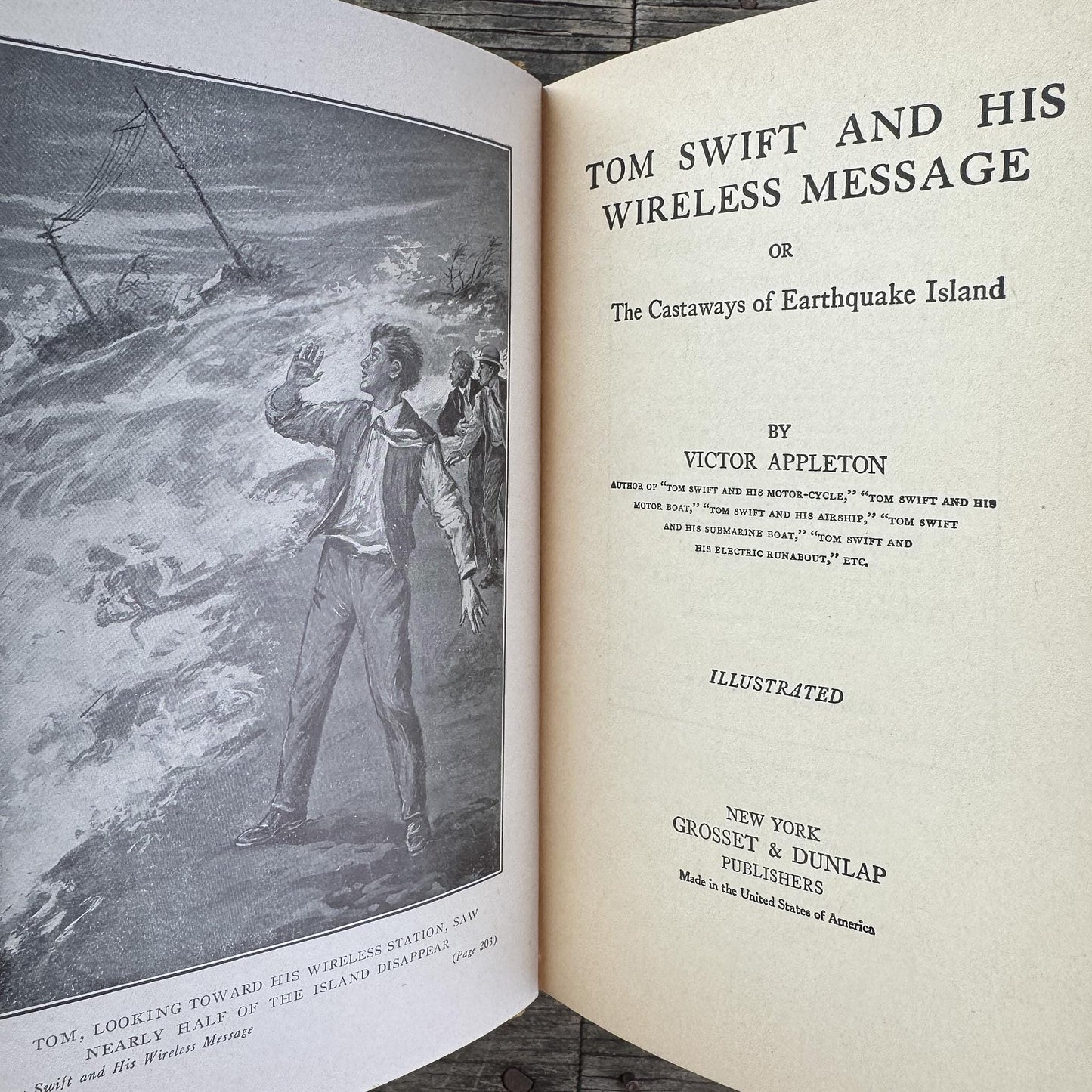 Antique 1920s Tom Swift Books for Boys, Neutral Tan Book Bundle