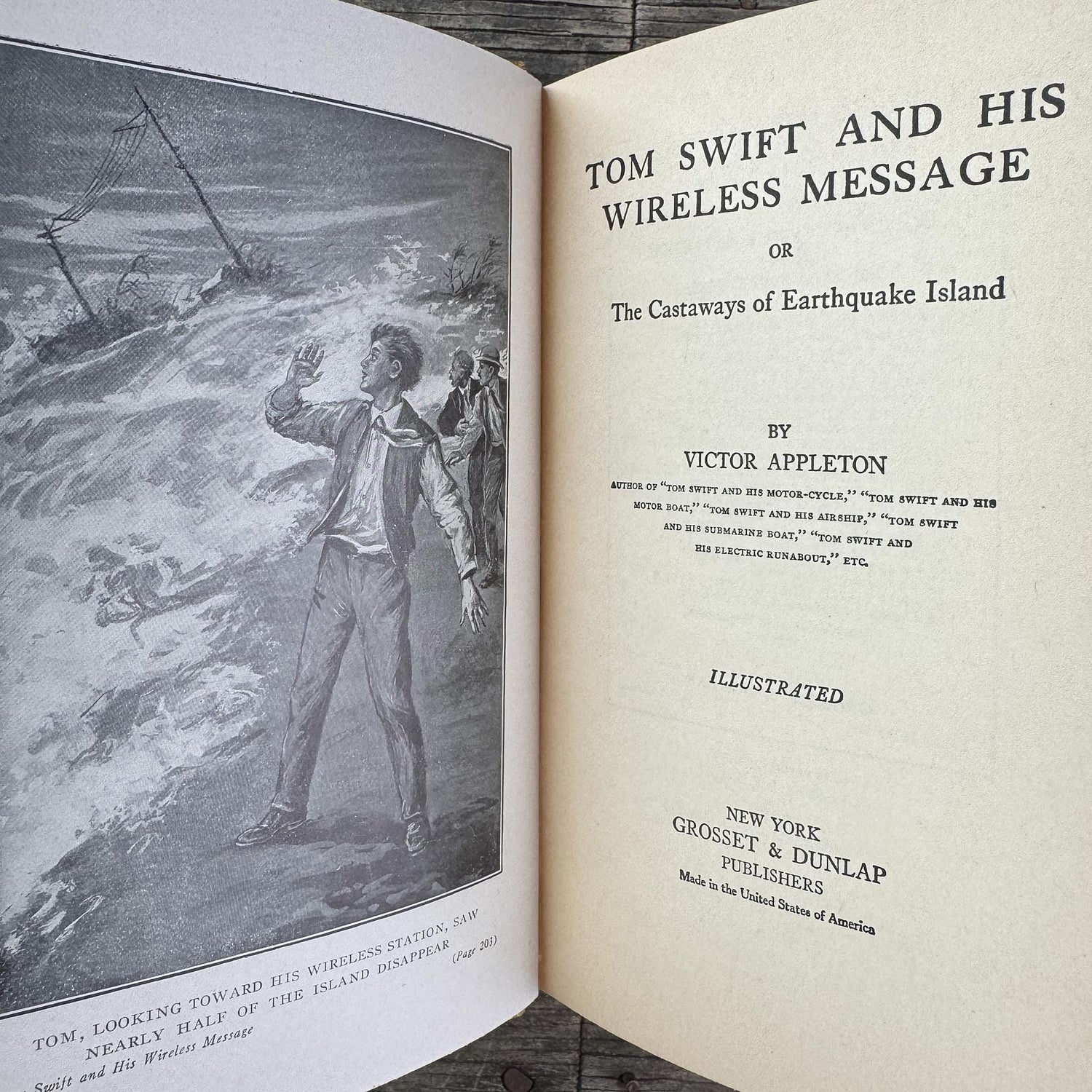 Antique 1920s Tom Swift Books for Boys, Neutral Tan Book Bundle