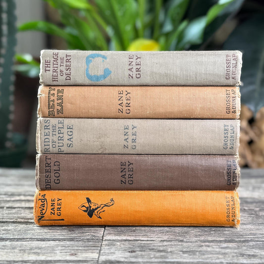 Antique Old West Zane Grey Novel Bundle in Orange and Brown