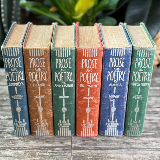 Art Deco Prose and Poetry School Book Set, 1930s