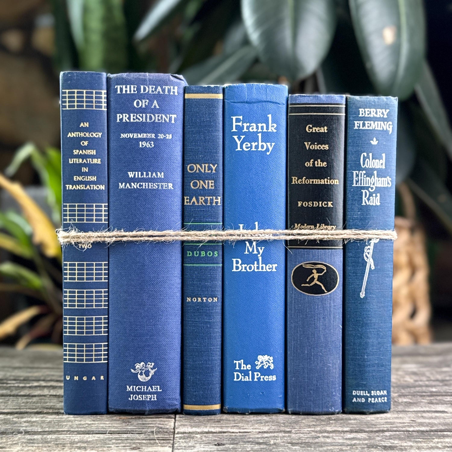 Vintage Bold Indigo Blue Book Set for Shelf Styling