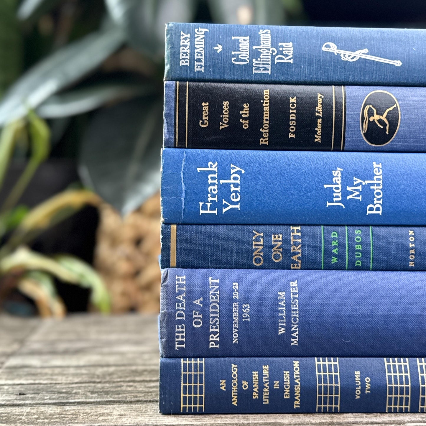 Vintage Bold Indigo Blue Book Set for Shelf Styling