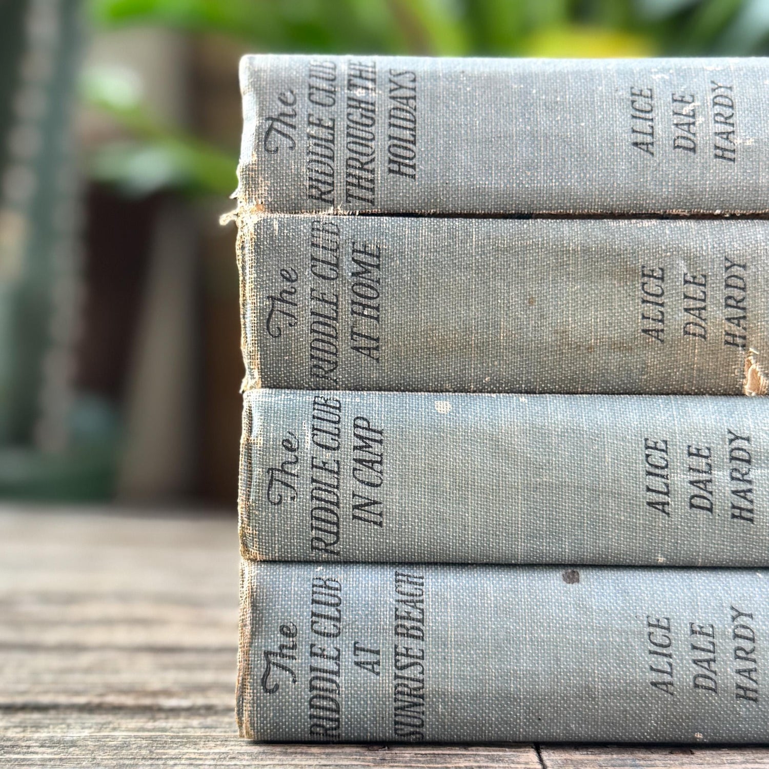 Set of 4 Baby Blue Antique Riddle Club Books by Alice Dale Hardy, 1924–1925