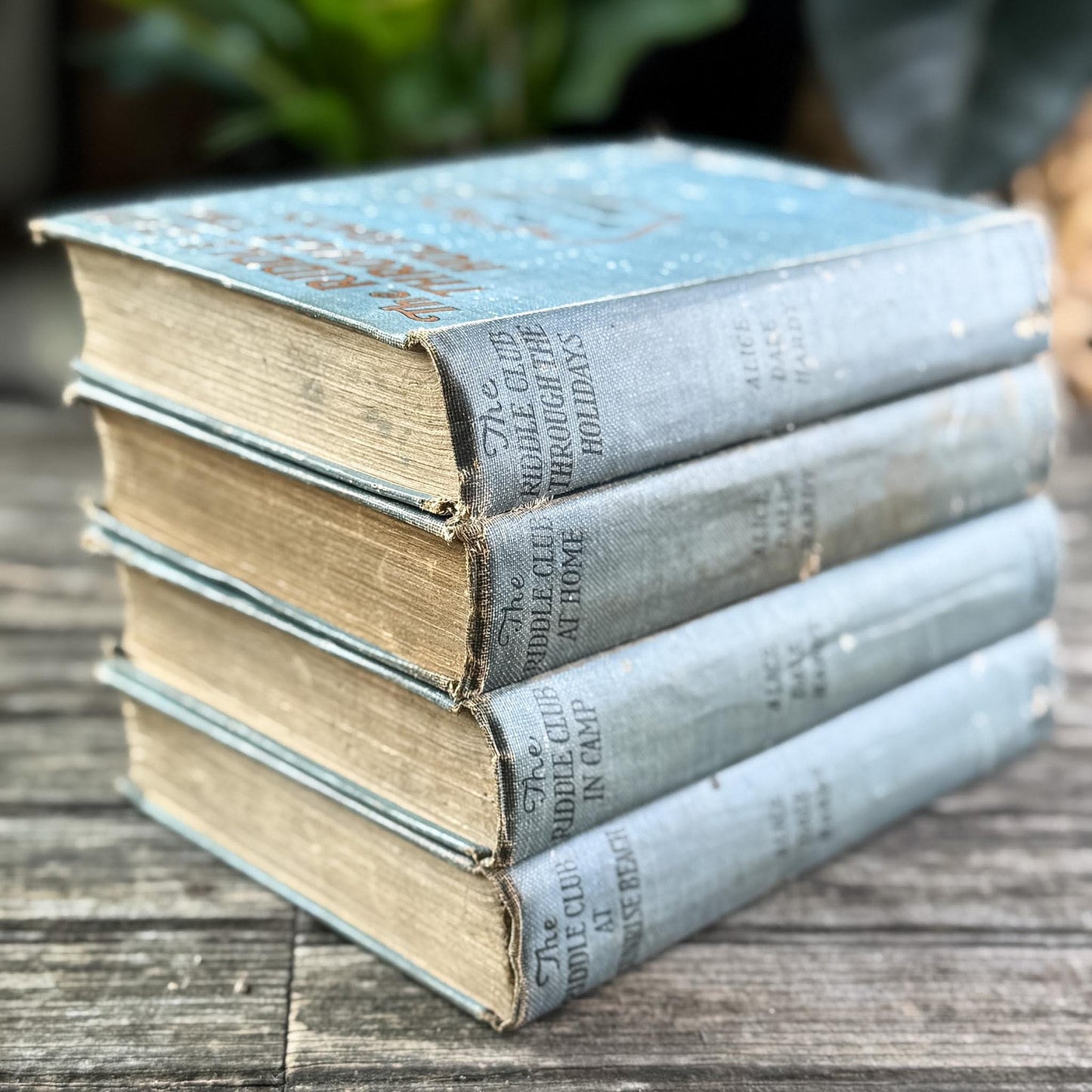 Set of 4 Baby Blue Antique Riddle Club Books by Alice Dale Hardy, 1924–1925