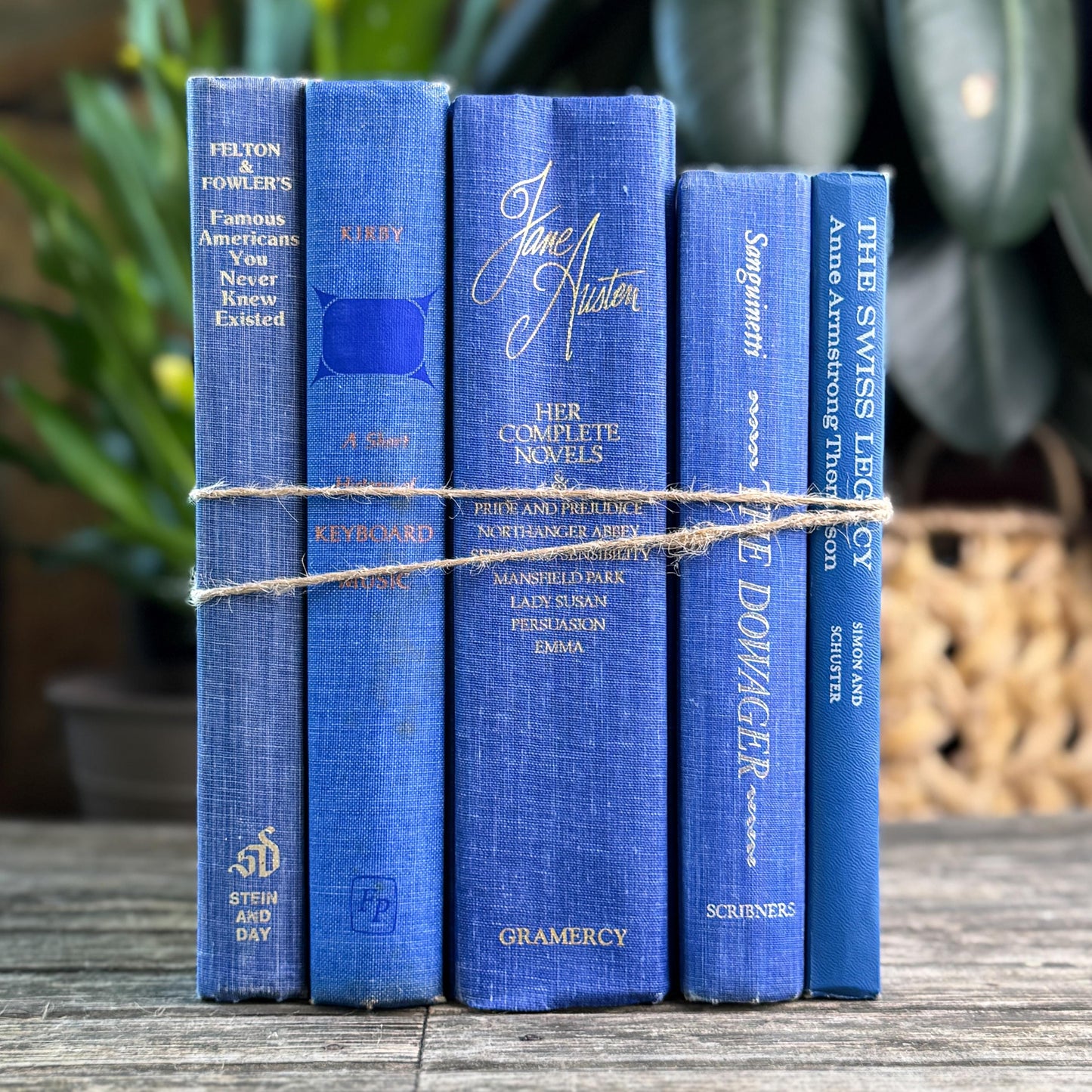 Vintage Indigo and Royal Blue Book Set for Bold Shelf Styling