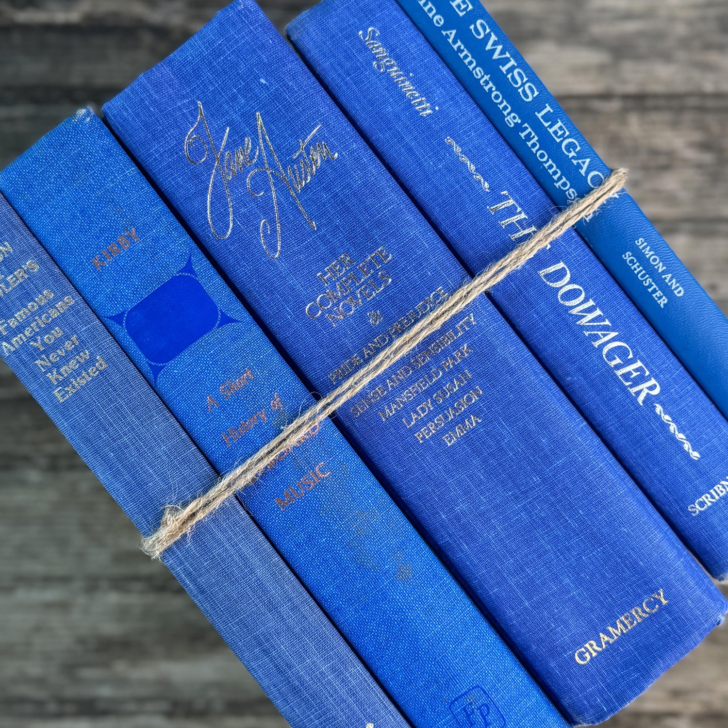Vintage Indigo and Royal Blue Book Set for Bold Shelf Styling