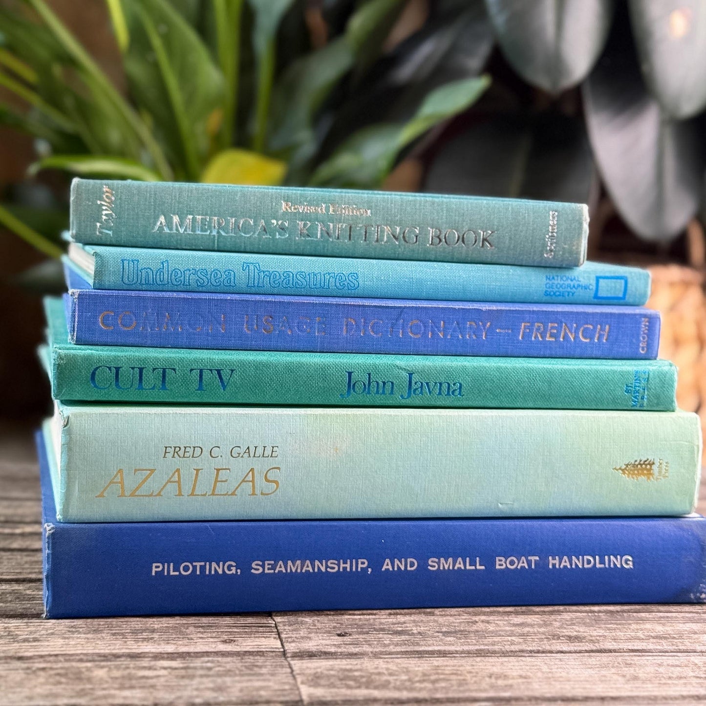 Vintage Blue and Green Coffee Table Books For Decor, Art, Gardening, Culture