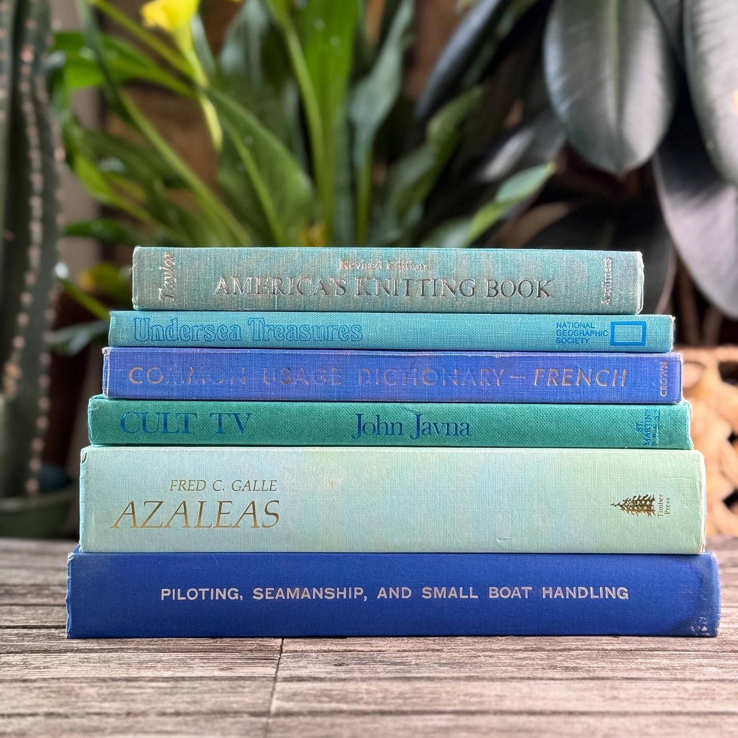 Vintage Blue and Green Coffee Table Books For Decor, Art, Gardening, Culture