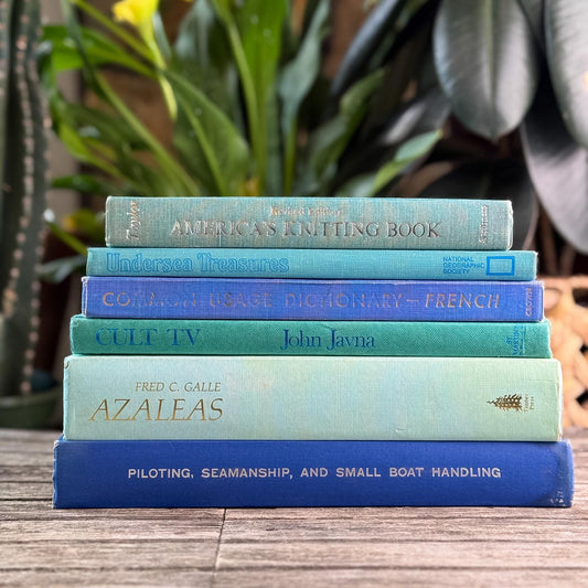 Vintage Blue and Green Coffee Table Books For Decor, Art, Gardening, Culture
