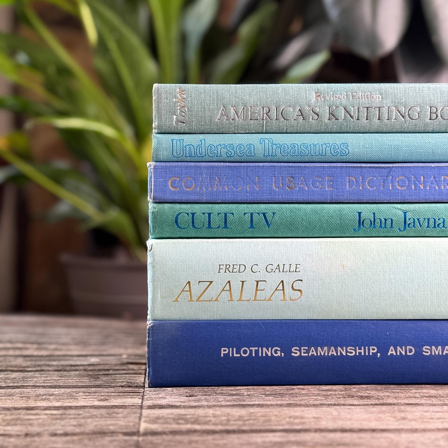 Vintage Blue and Green Coffee Table Books For Decor, Art, Gardening, Culture