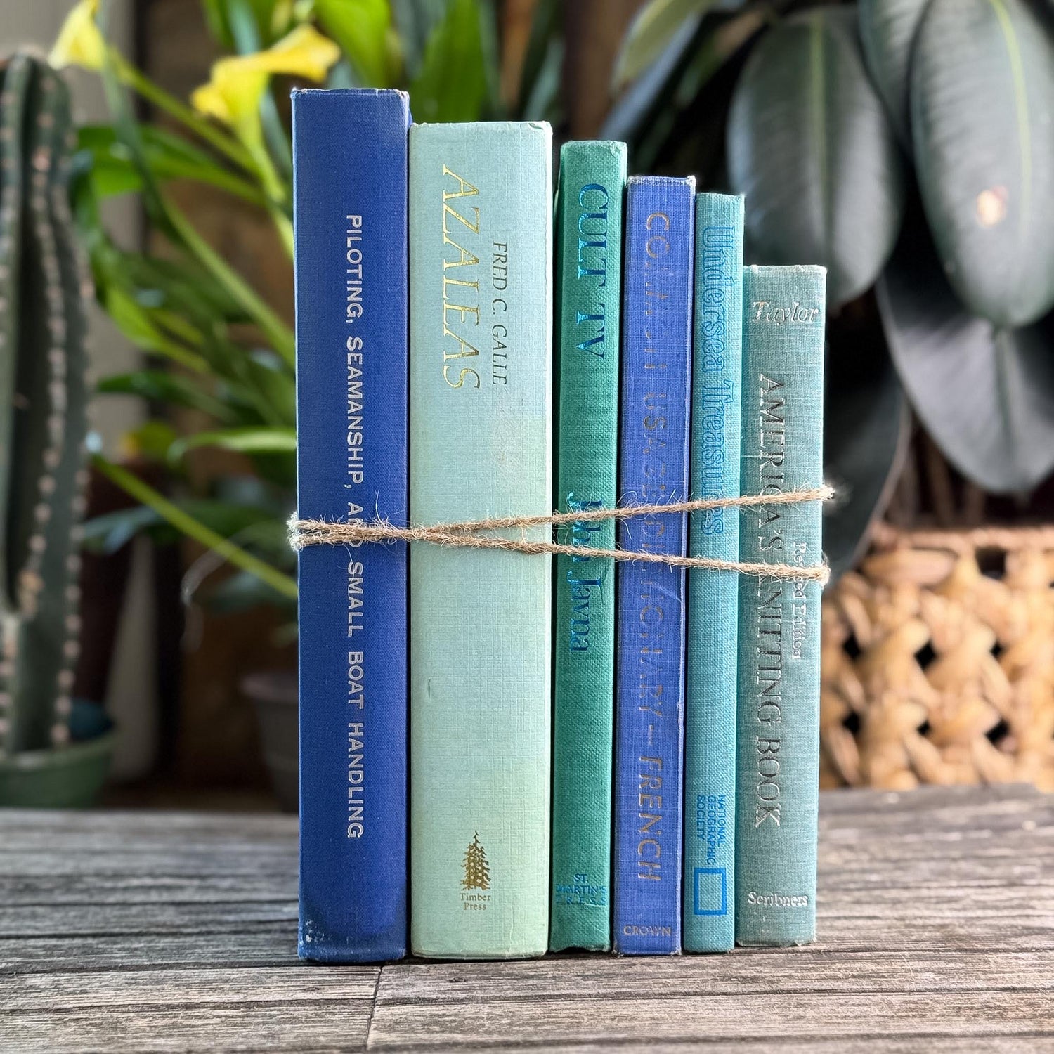 Vintage Blue and Green Coffee Table Books For Decor, Art, Gardening, Culture