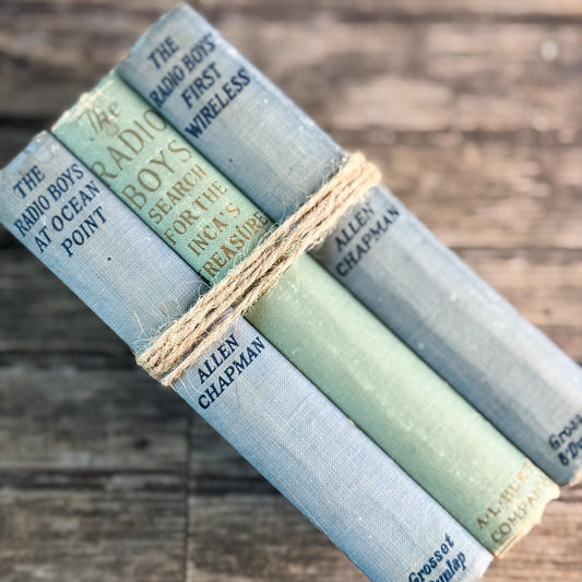 Vintage Radio Boys Book Bundle of 3 Antique Blue Hardcovers