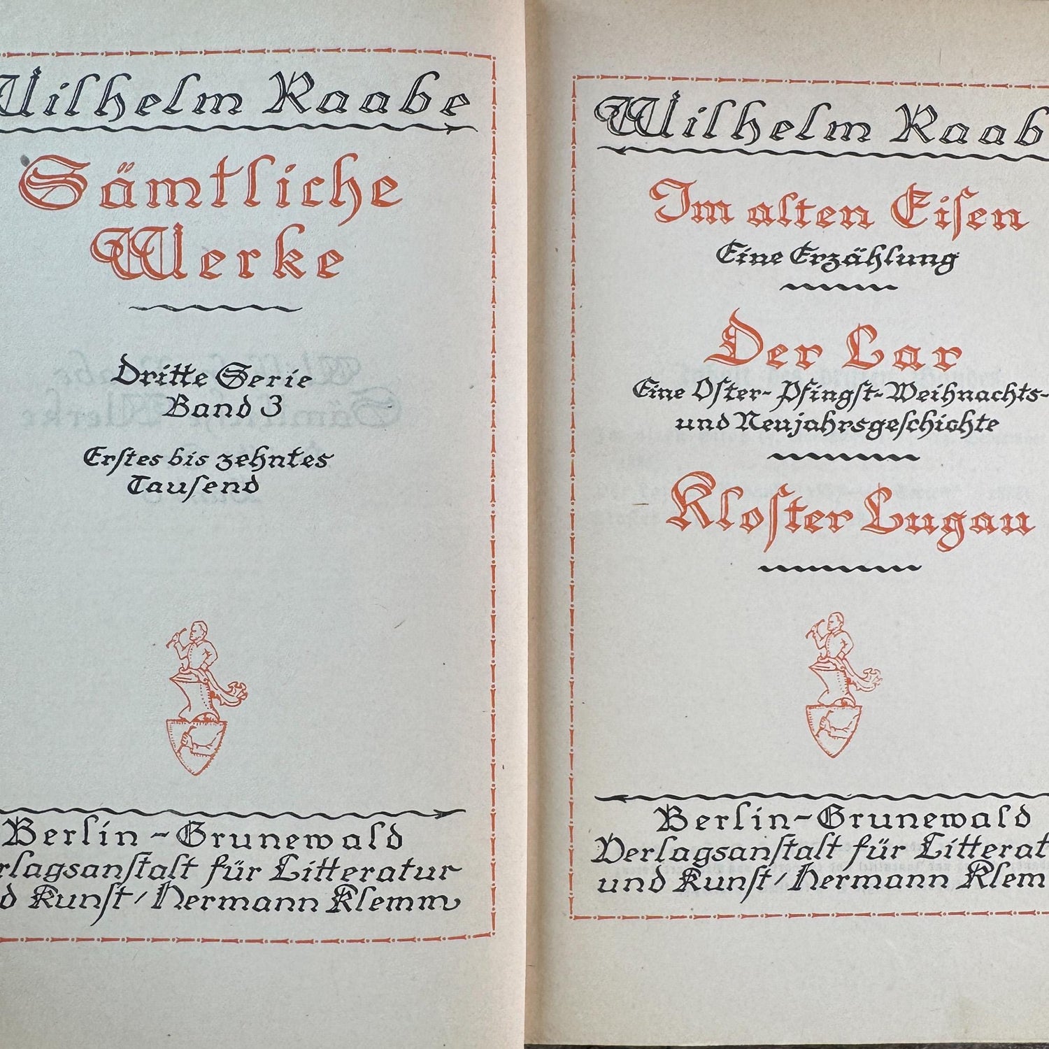 6-Volume Set of Antique German Gray Cloth Hardcovers