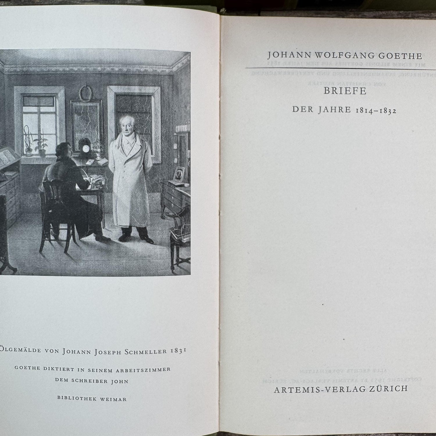 Antique European Library Set 4 Volumes, Green Cloth Slipcases, Goethe Letters