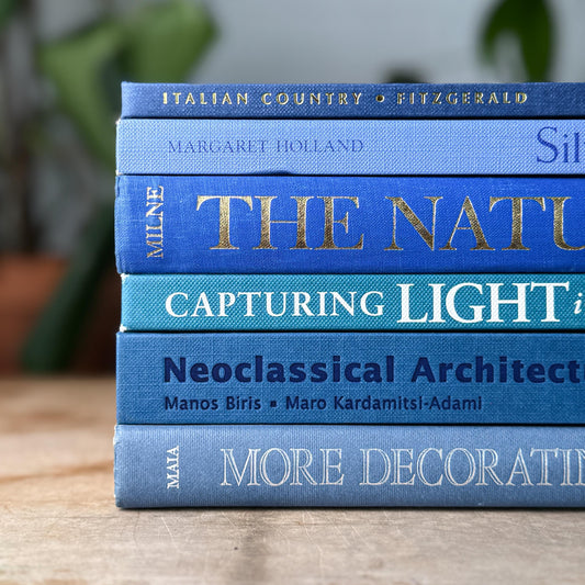Vintage Blue Coffee Table Books For for Curated Home Styling