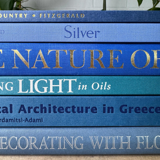 Vintage Blue Coffee Table Books For for Curated Home Styling