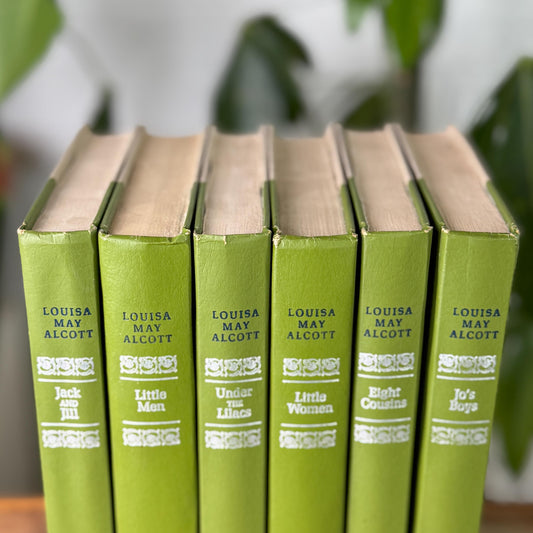 Louisa May Alcott Complete 6-Book Set, Junior Deluxe Editions, 1950s Grass Green