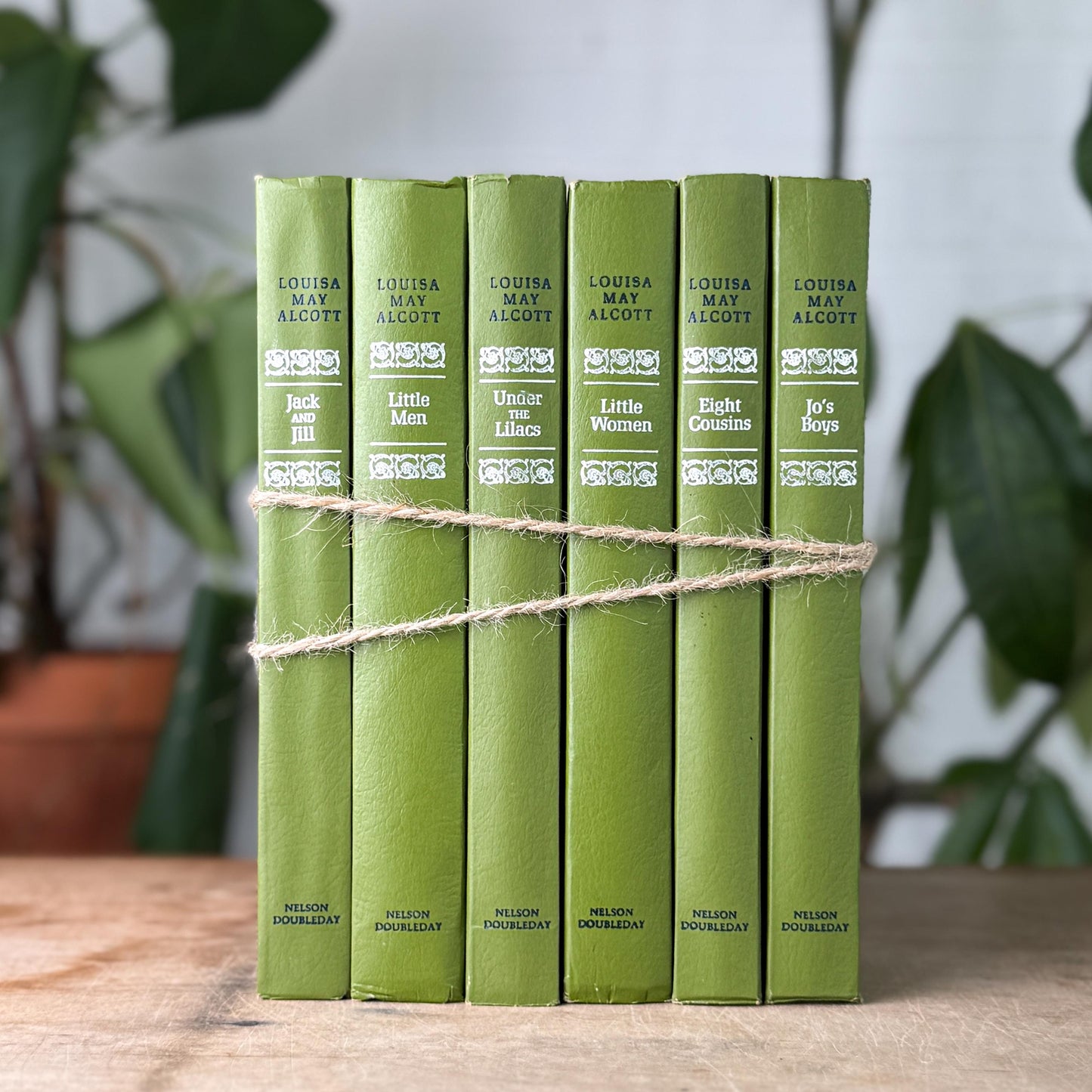 Louisa May Alcott Complete 6-Book Set, Junior Deluxe Editions, 1950s Grass Green
