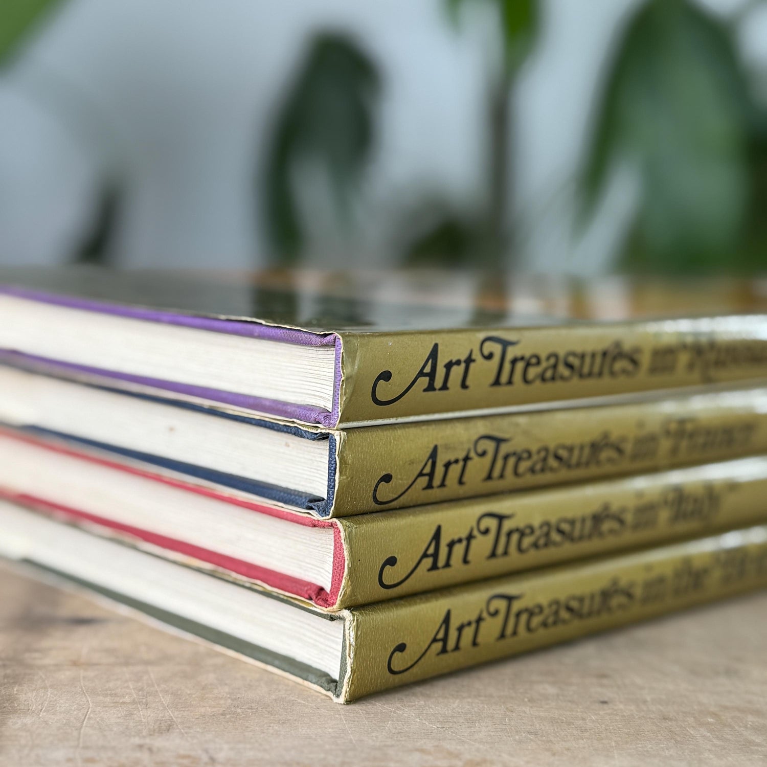 Art Treasures of the World Oversized Books With Gold Dust Jackets and Jewel-Tone Boards