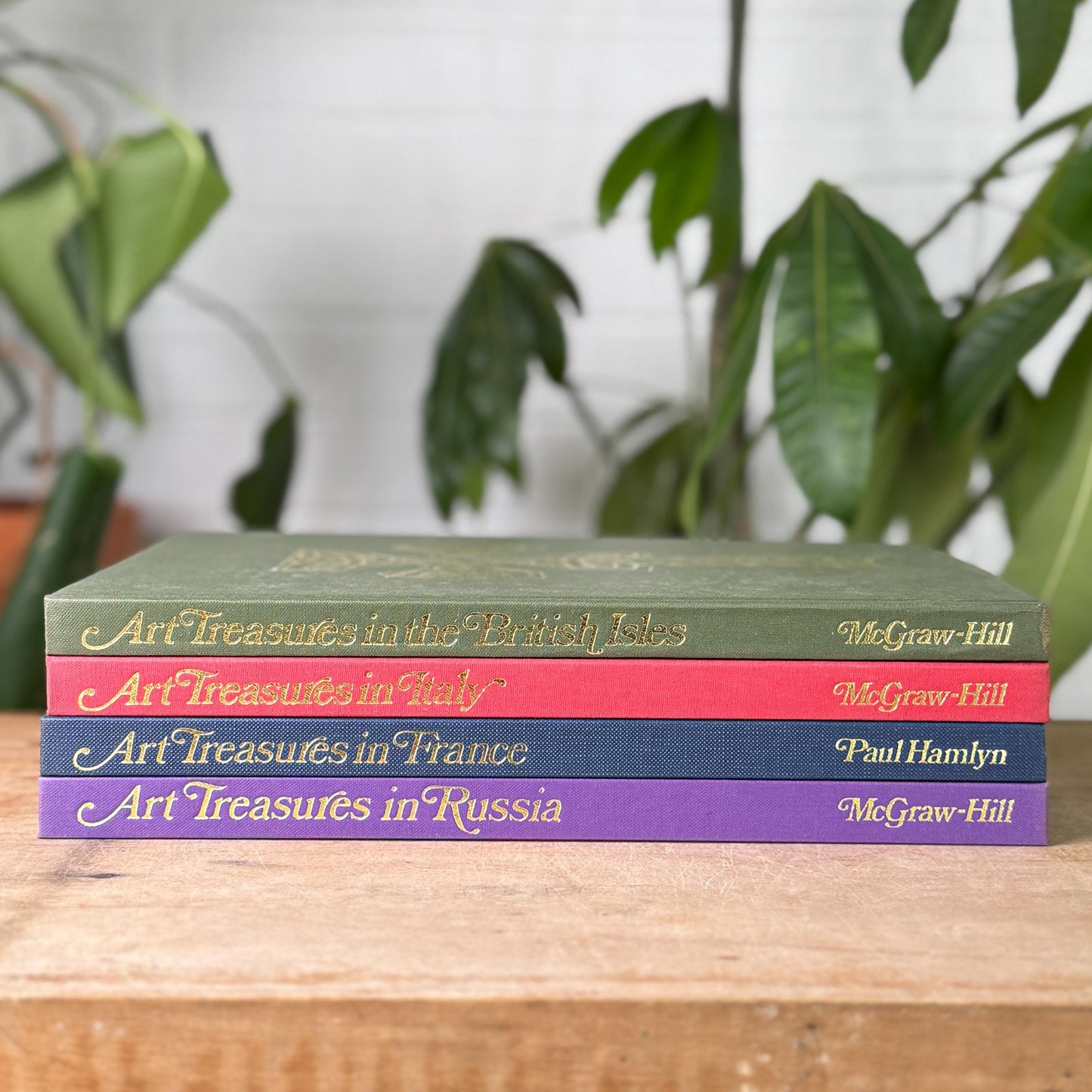 Art Treasures of the World Oversized Books With Gold Dust Jackets and Jewel-Tone Boards