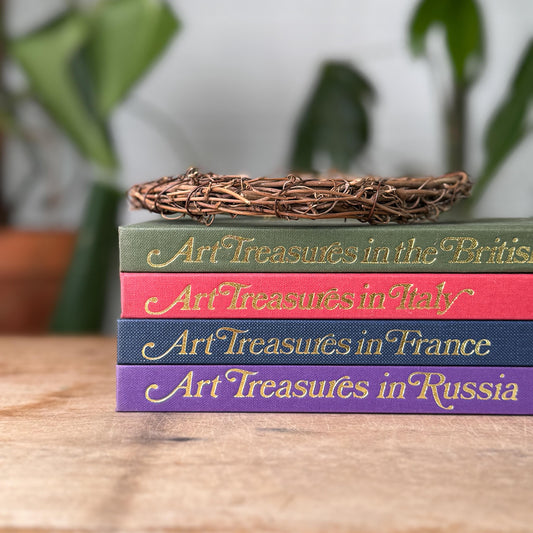 Art Treasures of the World Oversized Books With Gold Dust Jackets and Jewel-Tone Boards