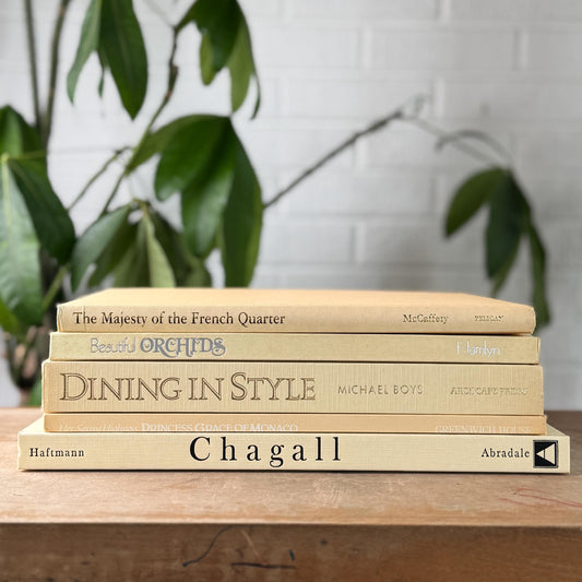 Vintage Butter Yellow and Cream Coffee Table Book Set