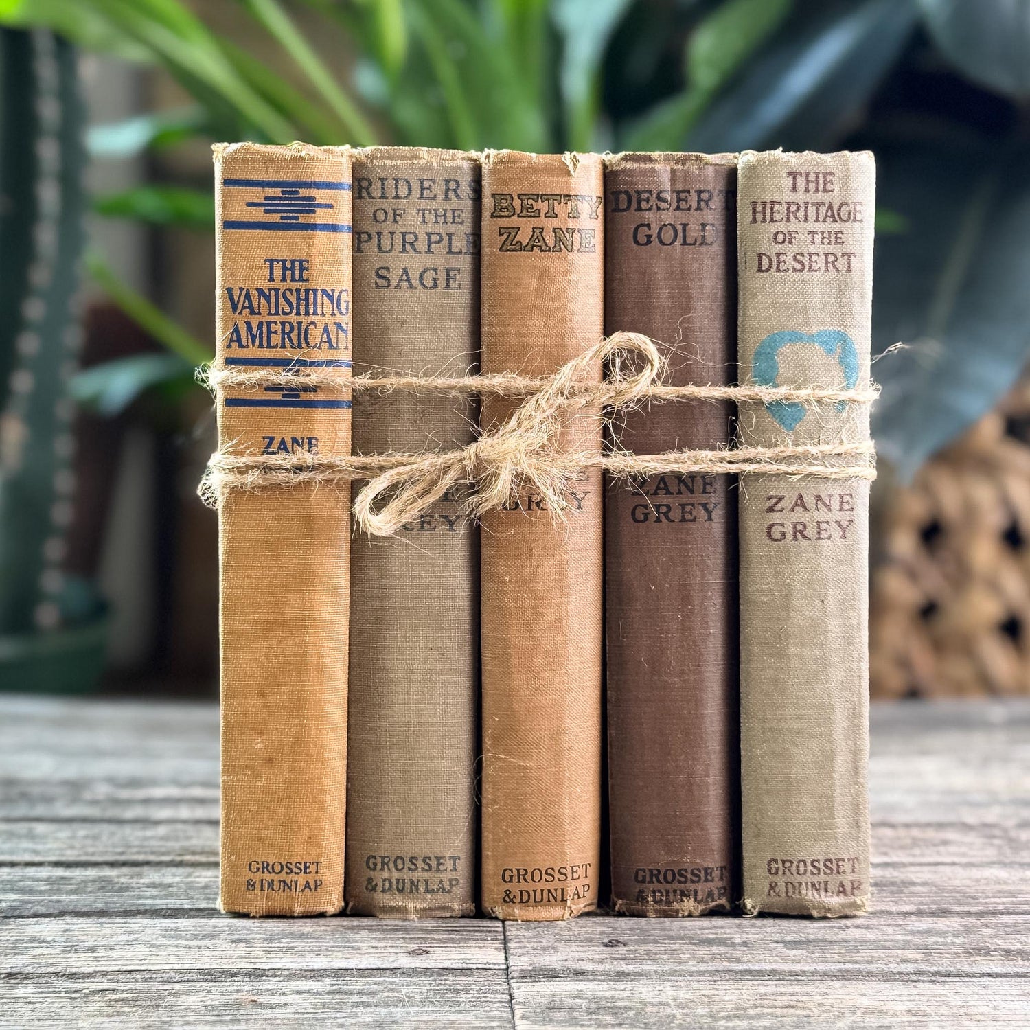 Antique Old West Zane Grey Novel Bundle in Orange and Brown